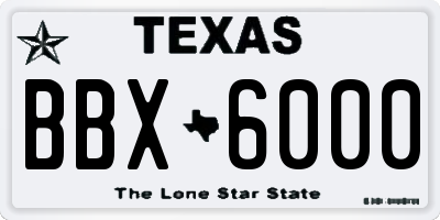 TX license plate BBX6000