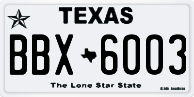 TX license plate BBX6003