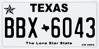 TX license plate BBX6043