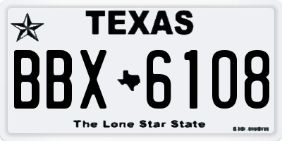 TX license plate BBX6108