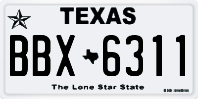 TX license plate BBX6311