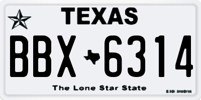 TX license plate BBX6314