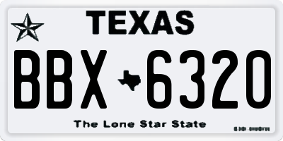 TX license plate BBX6320