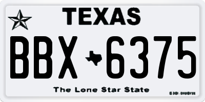 TX license plate BBX6375