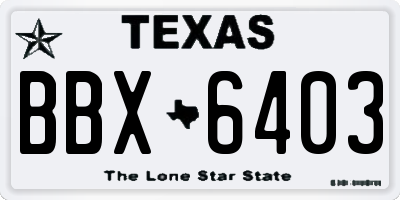 TX license plate BBX6403