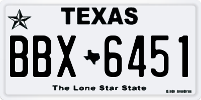 TX license plate BBX6451