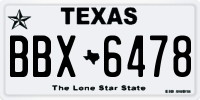 TX license plate BBX6478