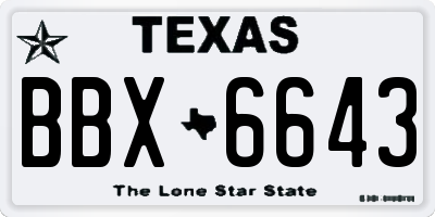 TX license plate BBX6643
