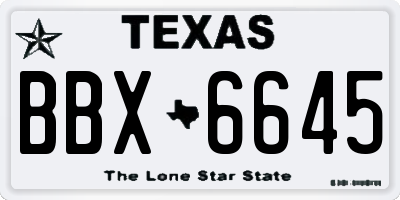 TX license plate BBX6645