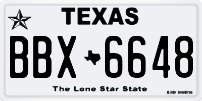 TX license plate BBX6648