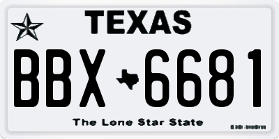 TX license plate BBX6681
