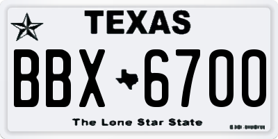 TX license plate BBX6700