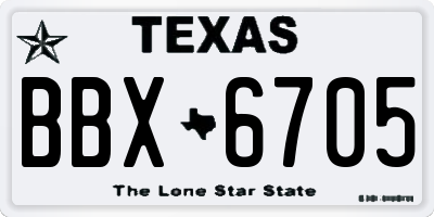 TX license plate BBX6705