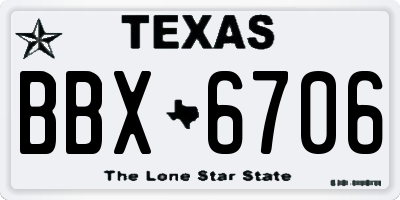TX license plate BBX6706