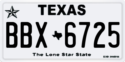 TX license plate BBX6725