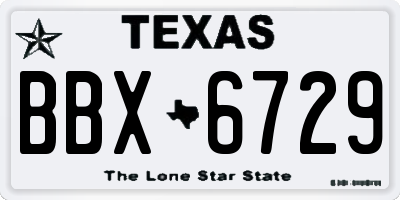 TX license plate BBX6729