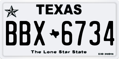 TX license plate BBX6734