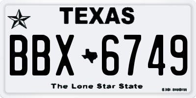 TX license plate BBX6749