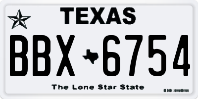 TX license plate BBX6754