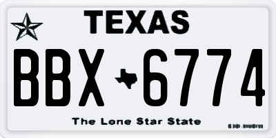 TX license plate BBX6774