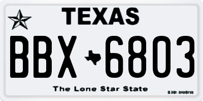 TX license plate BBX6803
