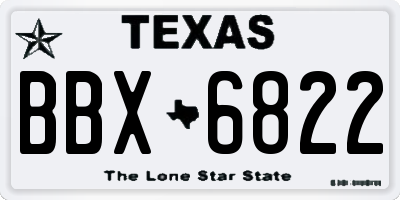TX license plate BBX6822