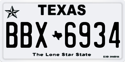 TX license plate BBX6934