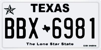 TX license plate BBX6981