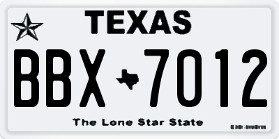 TX license plate BBX7012