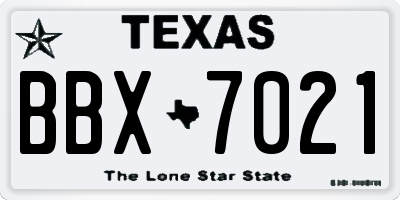 TX license plate BBX7021