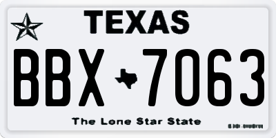 TX license plate BBX7063