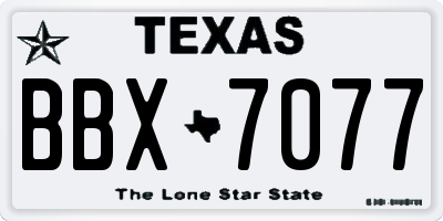 TX license plate BBX7077