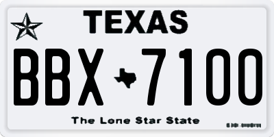 TX license plate BBX7100