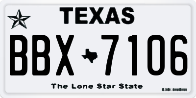 TX license plate BBX7106