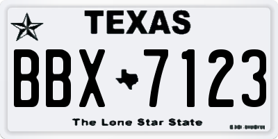 TX license plate BBX7123