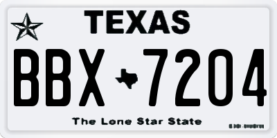 TX license plate BBX7204
