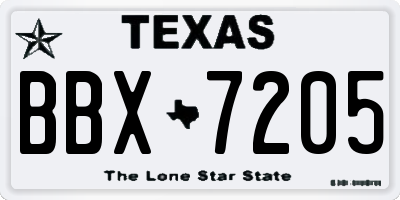 TX license plate BBX7205