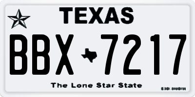 TX license plate BBX7217