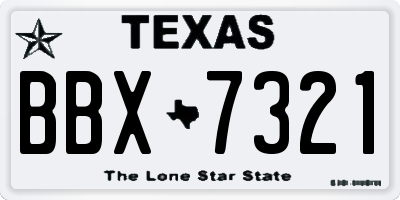 TX license plate BBX7321