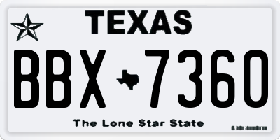 TX license plate BBX7360
