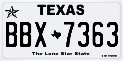 TX license plate BBX7363