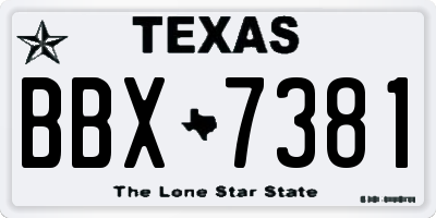 TX license plate BBX7381