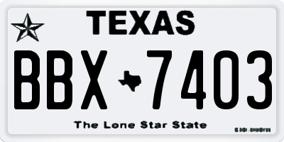 TX license plate BBX7403