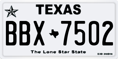 TX license plate BBX7502