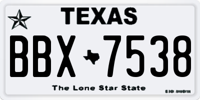 TX license plate BBX7538