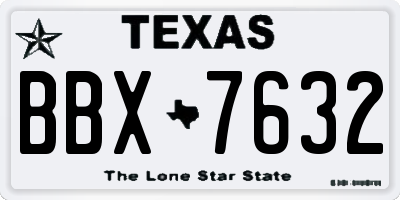 TX license plate BBX7632