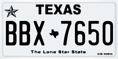 TX license plate BBX7650