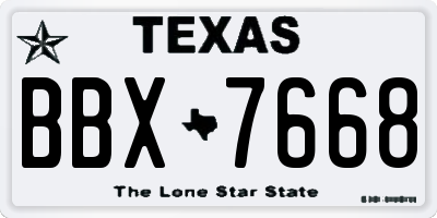 TX license plate BBX7668