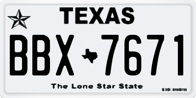 TX license plate BBX7671
