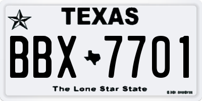 TX license plate BBX7701